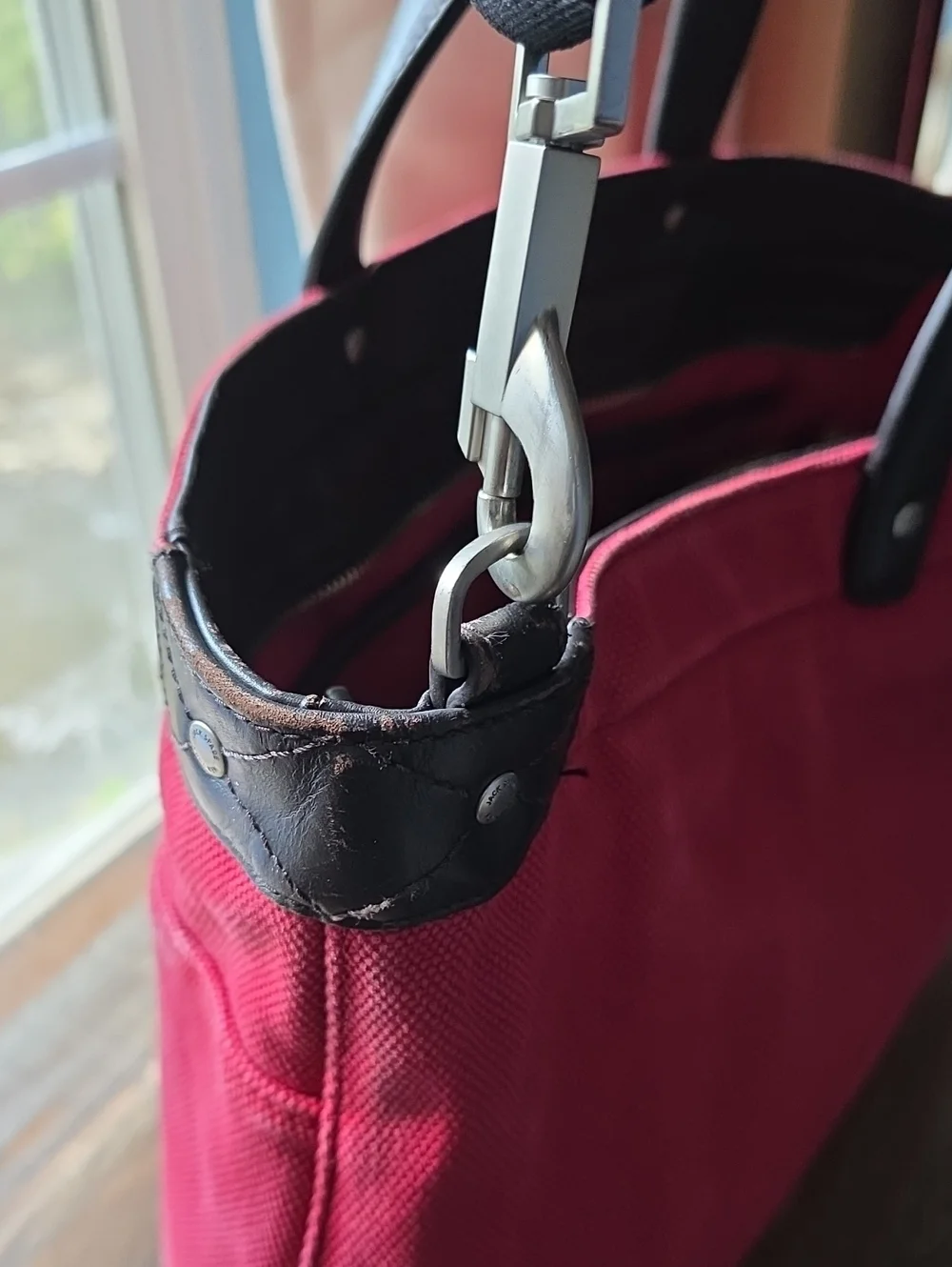 Jack Spade Red Canvas Briefcase Tote with Leather Handles
